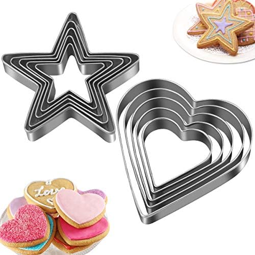 10-Piece Cookie Cutters Set stainless steel Heart Star