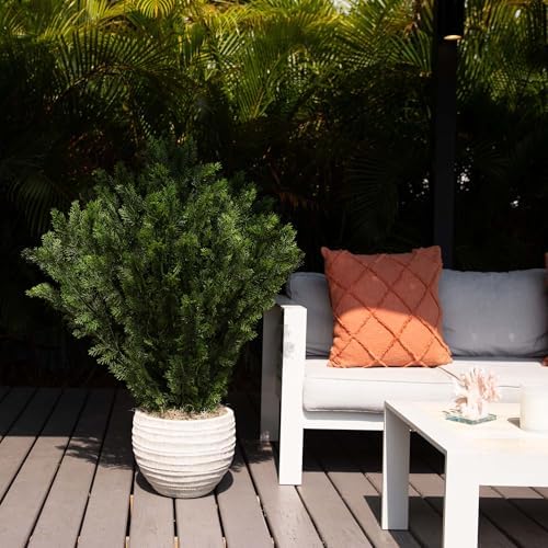 Nearly Natural Cedar Bush 4-Foot tall Black nursery pot