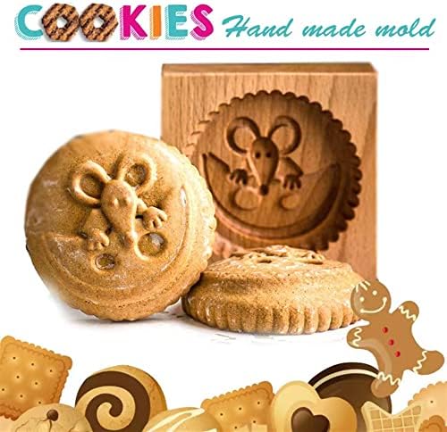 SNOOSZ Wooden Cookie Mold Rabbit Mouse Shape - Perfect for Baking Embossing