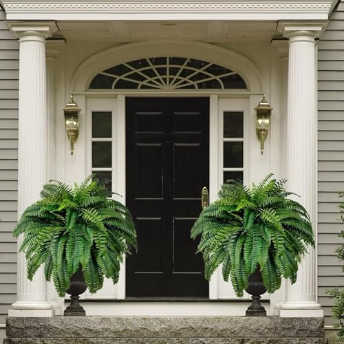 Ekomfo Luxury Outdoor Boston Ferns - UV Resistant 4-Piece Planter Set