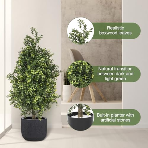 2-Piece Fake Boxwood Topiary for Indoor Outdoor Spaces