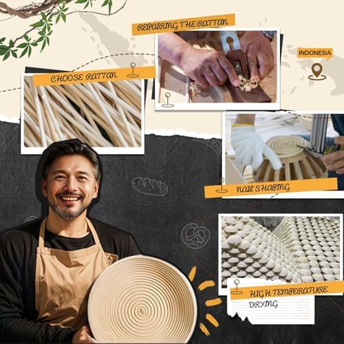 Krbnk Banneton Proofing Basket with Linen Liner 9 Round and 10 Oval