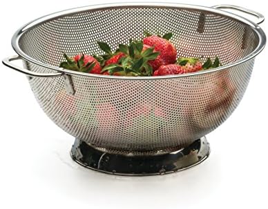 5-Quart Precision Pierced Stainless Steel Colander Silver