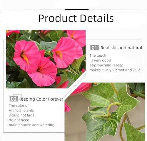 CrusJia Realistic Artificial Morning Glories Outdoor Hanging Plants