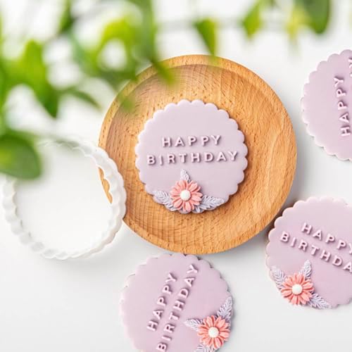 YANGSHINE Happy Birthday Cookie Cutters 3D Embosser for Kids and Adults