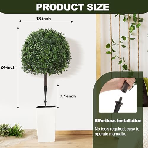 Fuasozy 24 Artificial Boxwood Topiary Balls Set of 2
