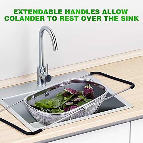 188 Stainless Steel Large Over-the-Sink Strainer Basket with Expandable Handle