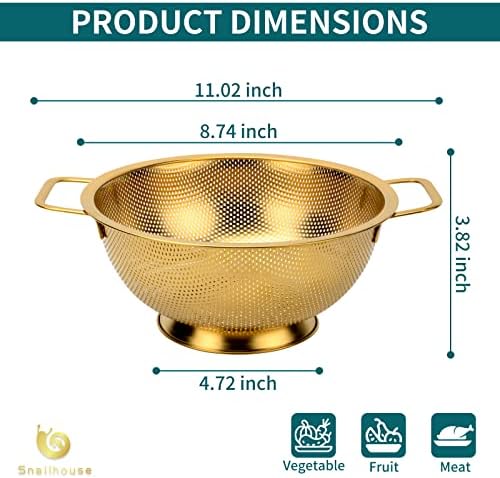 Sturdy 3 Quart Stainless Steel Colander with Handles
