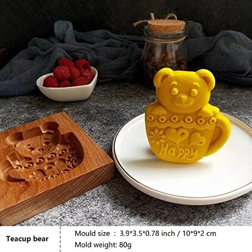 Adorable Wooden Cat Teacup Bear Cookie Mold