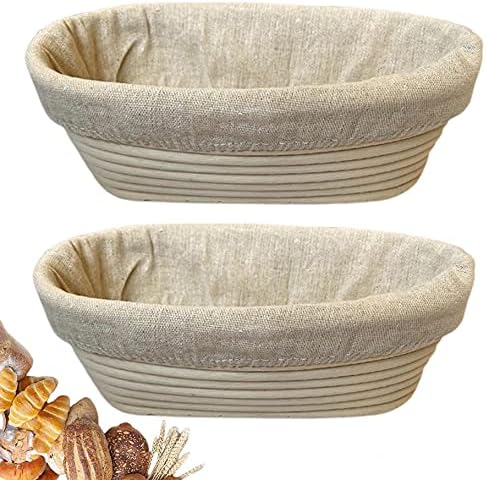 RoEsha 10 Inch Oval Bread Banneton Proofing Basket Set of 2