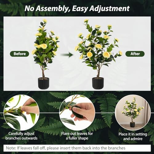 Realistic Artificial Camellia Tree 2-Pack