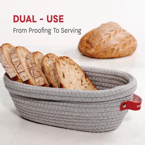 KNEADACE Cotton Bread Proofing Basket Set 2x Oval