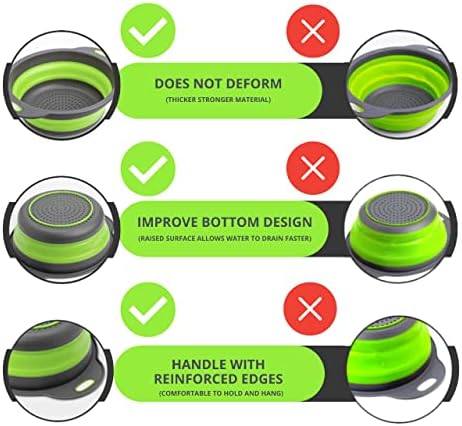 Effortlessly Draining silicone collapsible colander with Handle