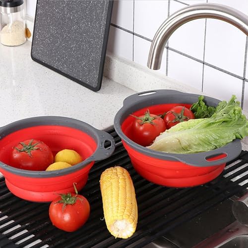 Fast-Draining Silicone Collapsible Colander Set