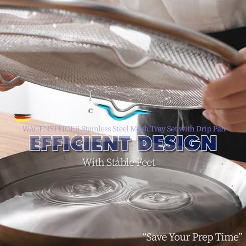 Stainless Steel Mesh Strainer Set with Drip Pan