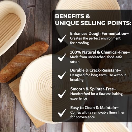 GAZEMO BAnneton Proofing Basket Set - 10 9 Oval Round