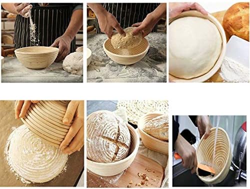 6-Piece 5 Round Banneton Proofing Basket Set with Linen Liner