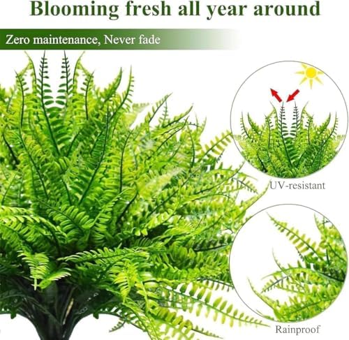Ekomfo Luxury Outdoor Boston Ferns - UV Resistant 4-Piece Planter Set