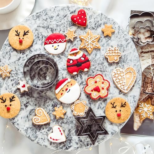 Mikim Mini Cookie Cutters Set 12pcs Heart Round Flower Star Shapes