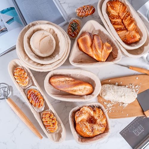 Sourdough Baking Made Perfect 2-Piece Round Oval Proofing Baskets with Indonesian Rattan