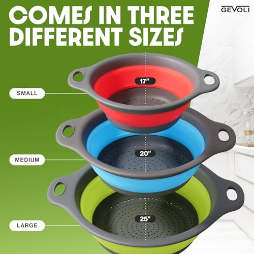 Collapsible Colanders Set - Self-Draining Kitchen Strainers 4PC