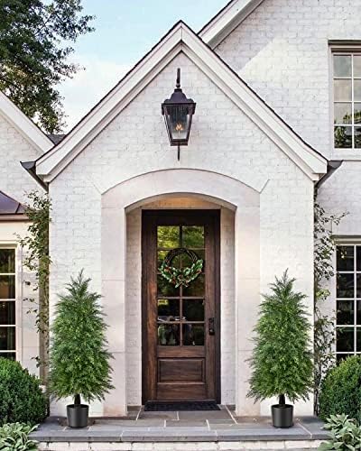 YEMMEN 2 Pack 4ft Artificial Cedar Topiary Outdoor Decor
