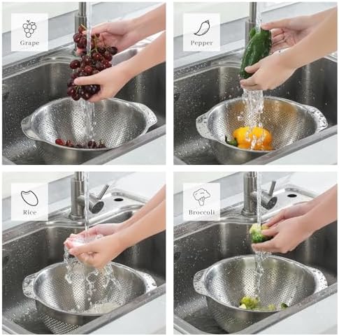 188 stainless steel colander 5QT large capacity with handle