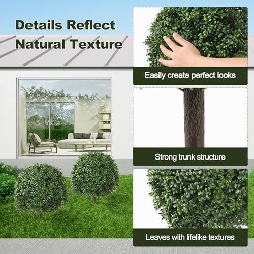 Fuasozy 24 Artificial Boxwood Topiary Balls Set of 2