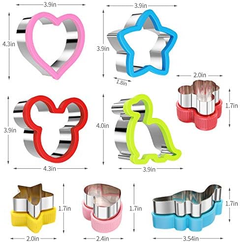 Stainless Steel Sandwich Cutters Set - Dinosaur Heart Star Shape Safe for Kids