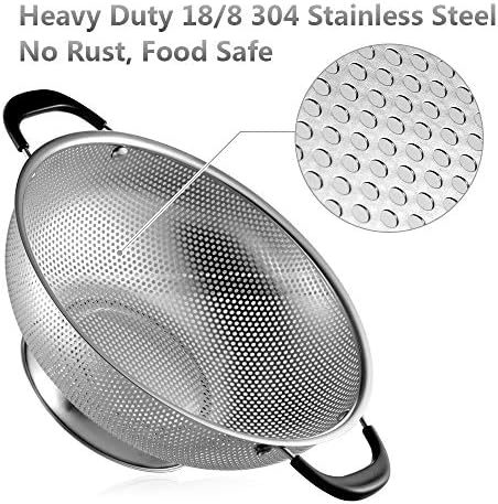 188 Stainless Steel Colander BPA-Free Heat Resistant Effortlessly Easy Grip