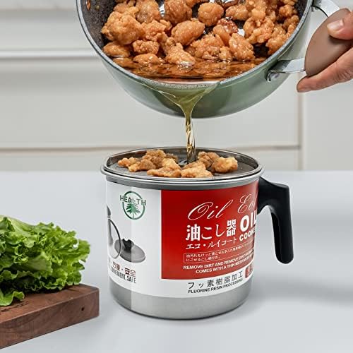 PARACITY 12L Bacon Grease Container with Fine Strainer Dust-Proof Lid