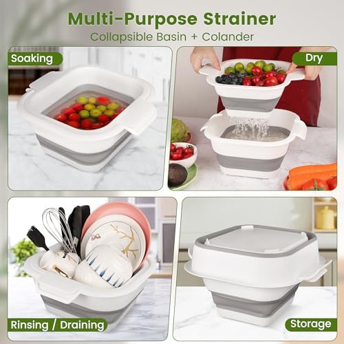 Collapsible Colander Set with Strainer Bowl 2 in 1 for Kitchen Use