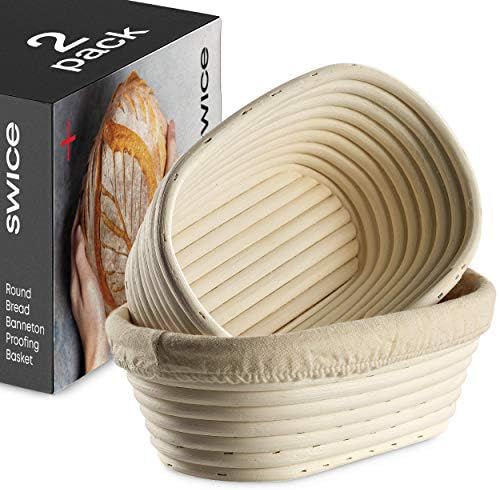 Swice Bread Banneton Proofing Baskets Set of 2 Oval 10x6 Inch
