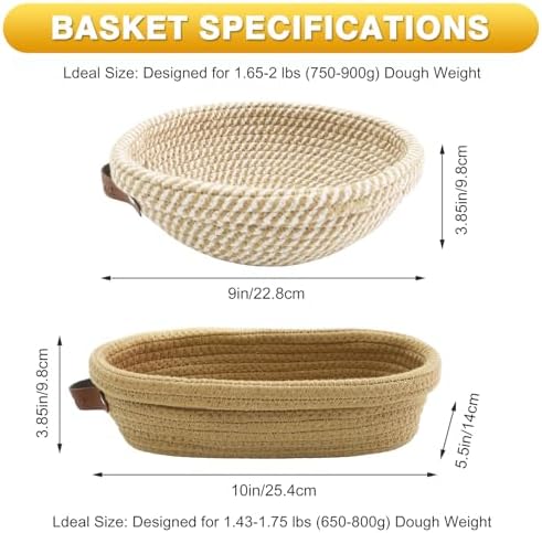 Bread Proofing Basket Set with 9 10 11-Inch Round Oval BerrymNikkar