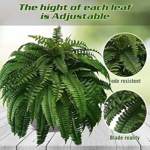 Maddowk Artificial Ferns UV Resistant Lifelike Artificial Boston Fern