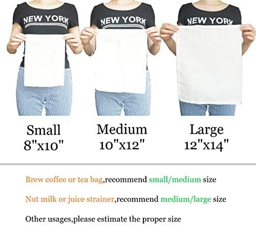 Natural Cotton Straining Bags for Cold Brew Coffee Tea 2-Pack