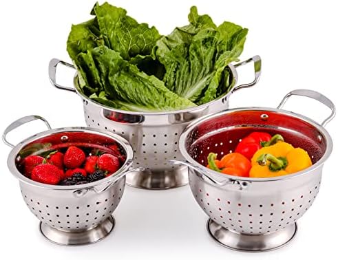 OVENTE Premium Stainless Steel Colander Set for Home Kitchen