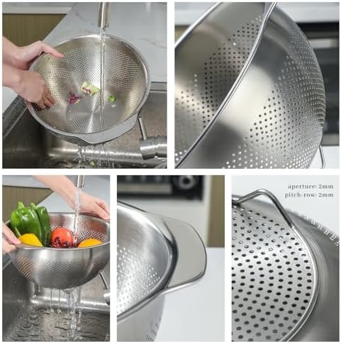 188 stainless steel colander 5QT large capacity with handle