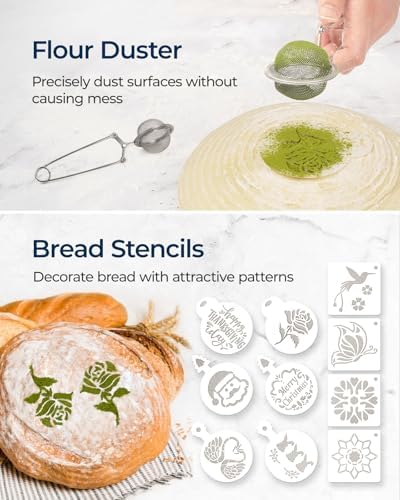 Lorzon Banneton Proofing Basket Set - 2pc 10-Inch Round Oval Cane Breads