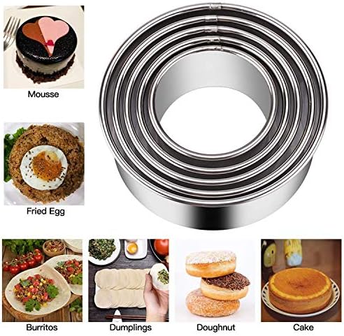 5-Piece Sturdy Stainless Steel Round Cookie Cutters Set