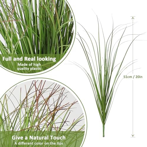 24 Pack UV Resistant Faux Grass Outdoor artificial plants - 20inch tallrowable