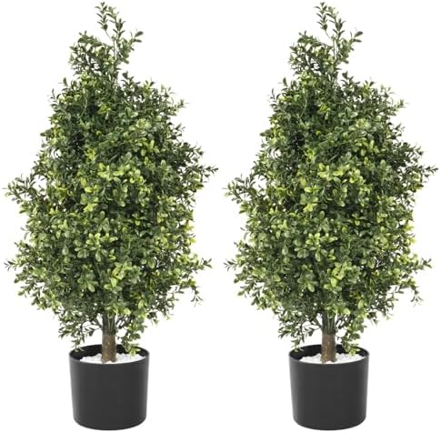2-Piece Fake Boxwood Topiary for Indoor Outdoor Spaces