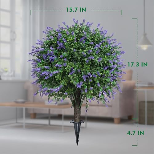 Artificial Lavender Boxwood Topiary Ball Bushes for Outdoor Indoor Use