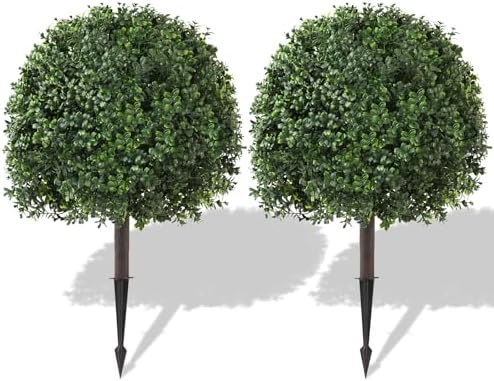 Fuasozy 24 Artificial Boxwood Topiary Balls Set of 2