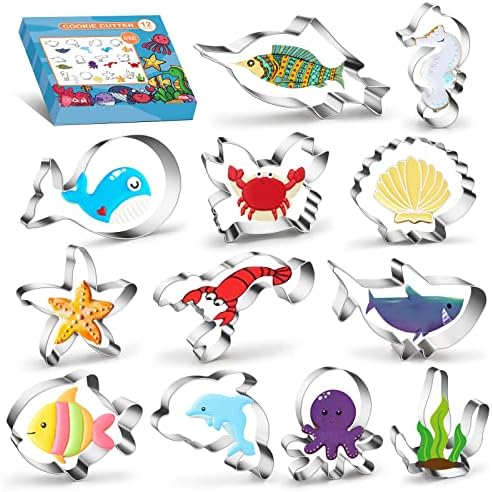 Sturdy 12-Shape Marine Animal Cookie Cutters for Baking