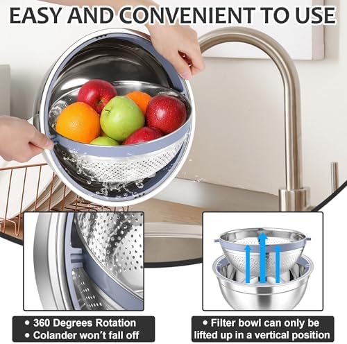 Premium 360-Degree Rotating Colander Set for Kitchen Efficiency