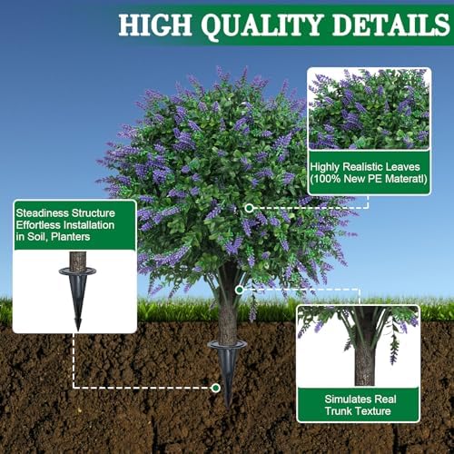 Artificial Lavender Boxwood Topiary Ball Bushes for Outdoor Indoor Use