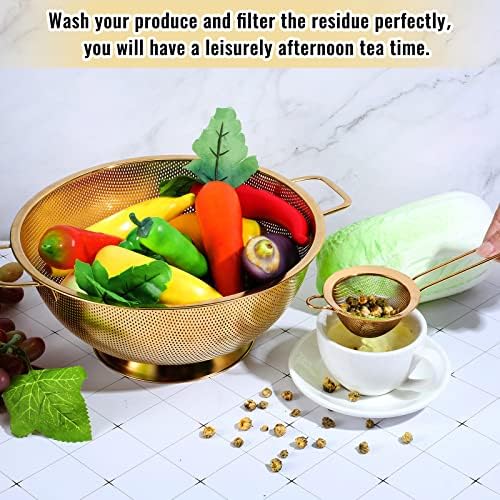 Norme Gold Colander Set with 3 Strainers 5 Quart Capacity