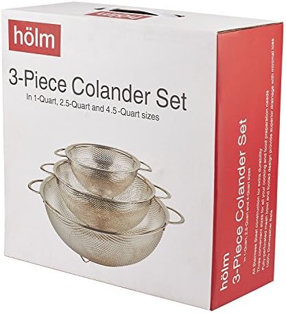 HLM 3-Piece Stainless Steel Colander Set