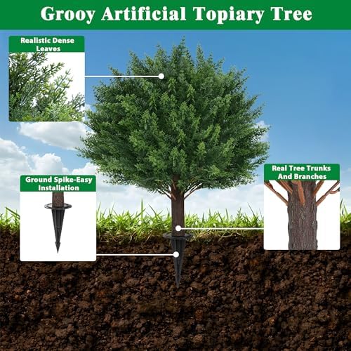 Grooo Realistic Artificial Cypress Topiary Set of 2